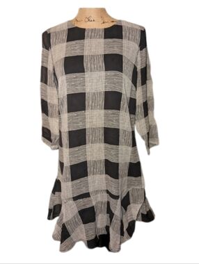 Madewell Inkcheck Silk Ruffle Hem Flowy Dress Size 0